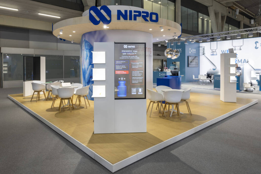 Beurrstand Nipro met transparante ghost led displays